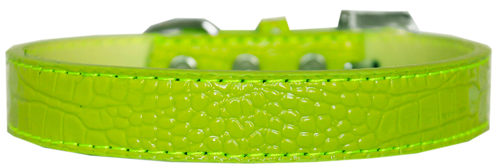 Tulsa Plain Croc Dog Collar Lime Green Size 20